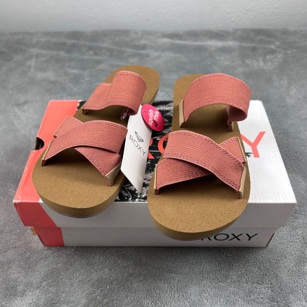 Roxy Shoreside Rose Pink Elastic Strappy Sandals Women Size 8 NWT Box